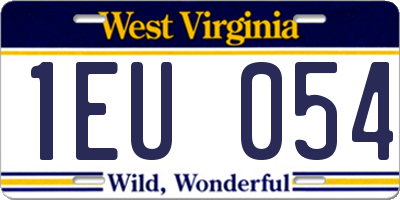 WV license plate 1EU054