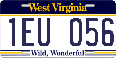 WV license plate 1EU056