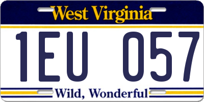 WV license plate 1EU057