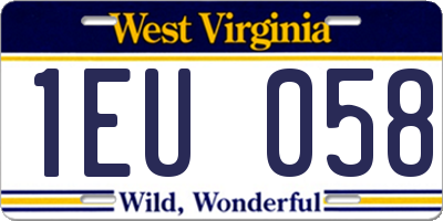 WV license plate 1EU058