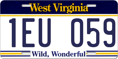 WV license plate 1EU059