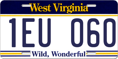WV license plate 1EU060