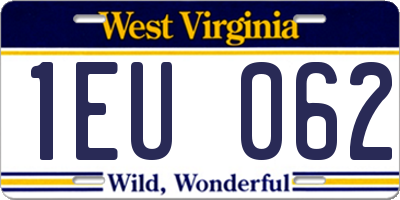 WV license plate 1EU062