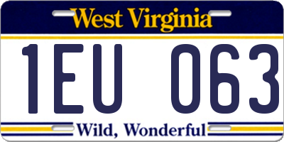 WV license plate 1EU063