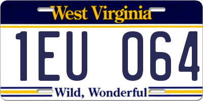 WV license plate 1EU064