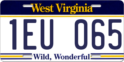WV license plate 1EU065