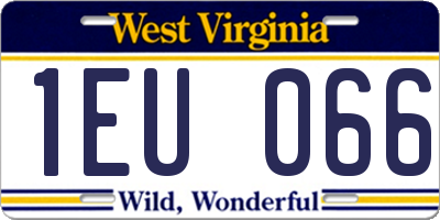 WV license plate 1EU066