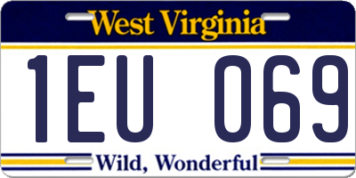 WV license plate 1EU069