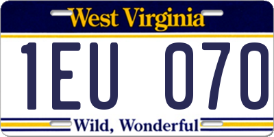 WV license plate 1EU070