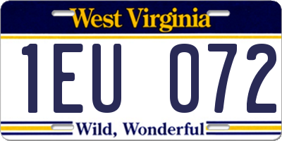 WV license plate 1EU072