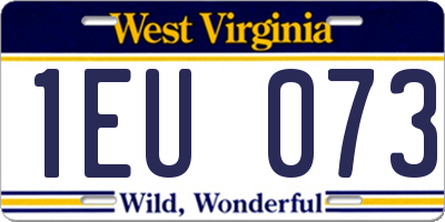 WV license plate 1EU073