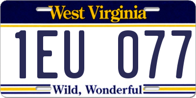 WV license plate 1EU077