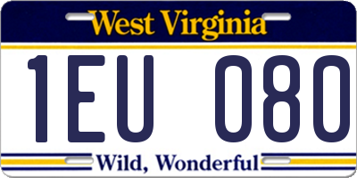 WV license plate 1EU080