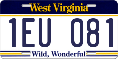 WV license plate 1EU081