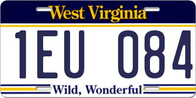WV license plate 1EU084