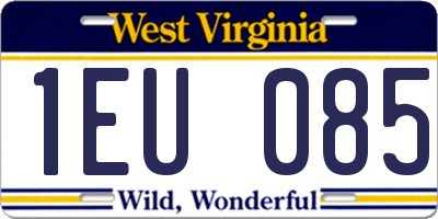 WV license plate 1EU085