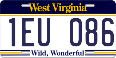 WV license plate 1EU086