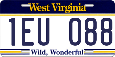 WV license plate 1EU088