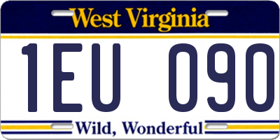 WV license plate 1EU090