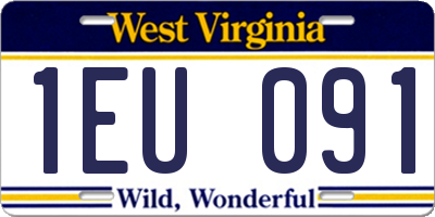 WV license plate 1EU091