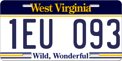 WV license plate 1EU093