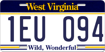 WV license plate 1EU094