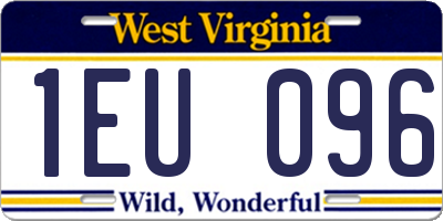 WV license plate 1EU096
