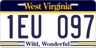 WV license plate 1EU097