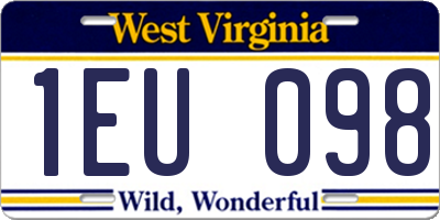 WV license plate 1EU098