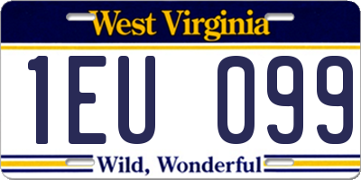 WV license plate 1EU099