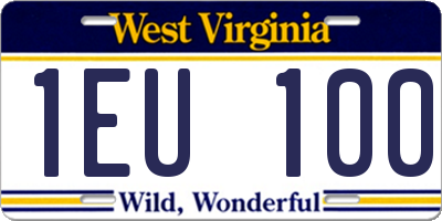 WV license plate 1EU100