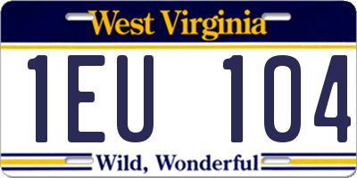 WV license plate 1EU104
