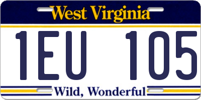 WV license plate 1EU105