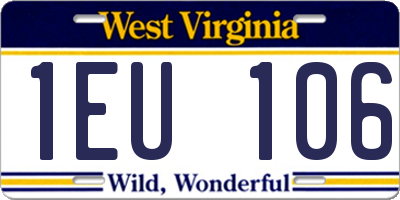 WV license plate 1EU106