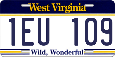 WV license plate 1EU109