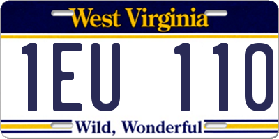 WV license plate 1EU110