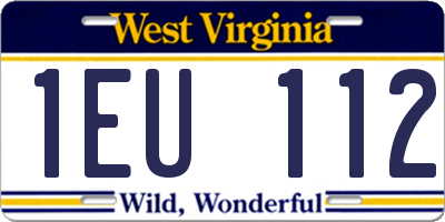 WV license plate 1EU112