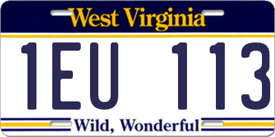 WV license plate 1EU113