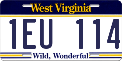 WV license plate 1EU114