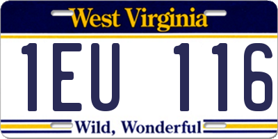 WV license plate 1EU116