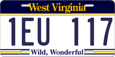 WV license plate 1EU117