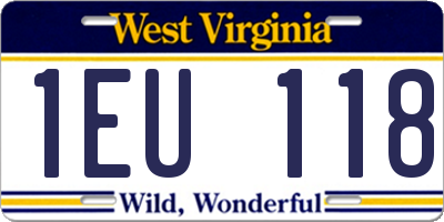 WV license plate 1EU118