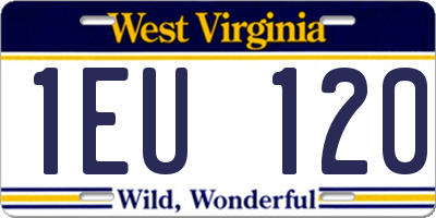 WV license plate 1EU120