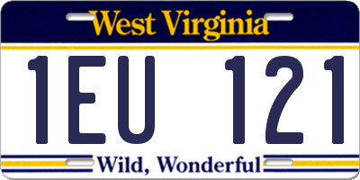 WV license plate 1EU121