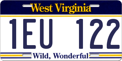 WV license plate 1EU122