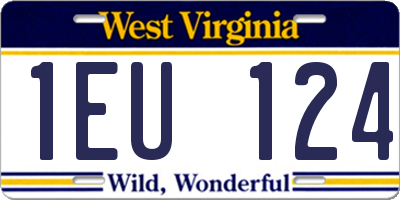 WV license plate 1EU124