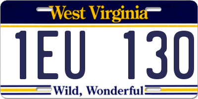 WV license plate 1EU130