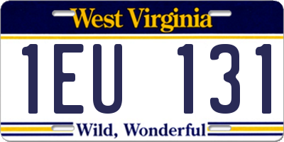 WV license plate 1EU131