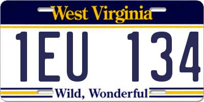 WV license plate 1EU134