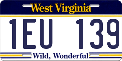 WV license plate 1EU139